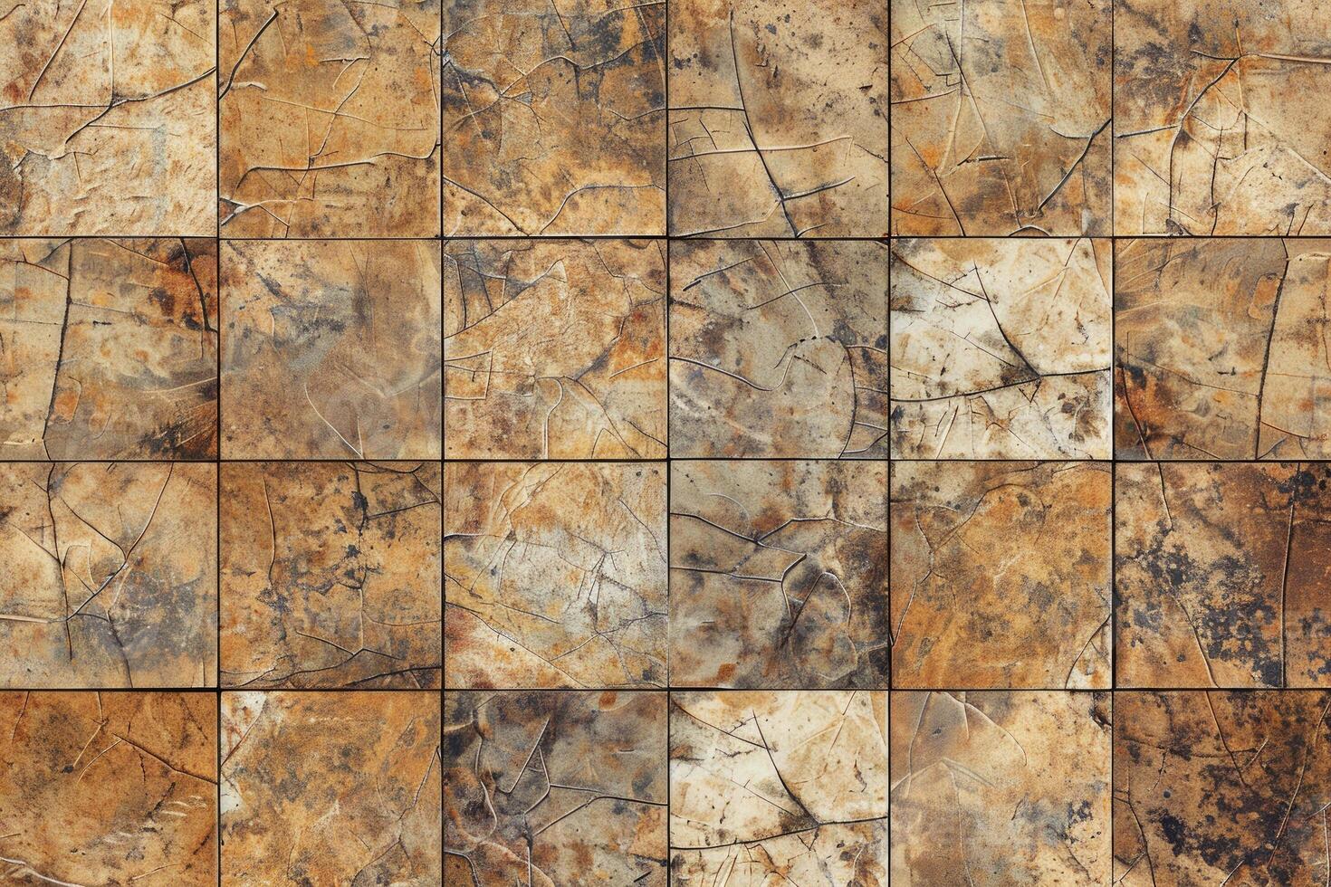 Tile floor with brown and gray pattern. Modern flooring design. photo