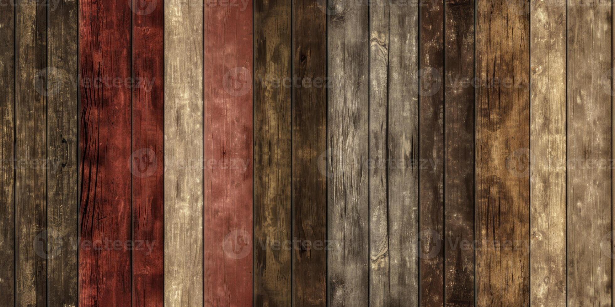 A row of wooden boards with a red stripe in the middle photo