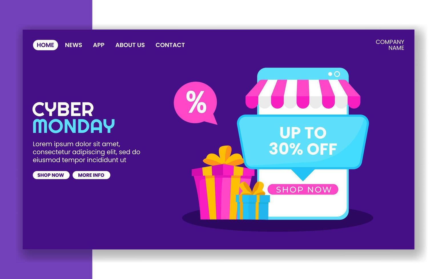 Cyber Monday Shopping Promotion Template for Social Media Landing Page Graphics vector