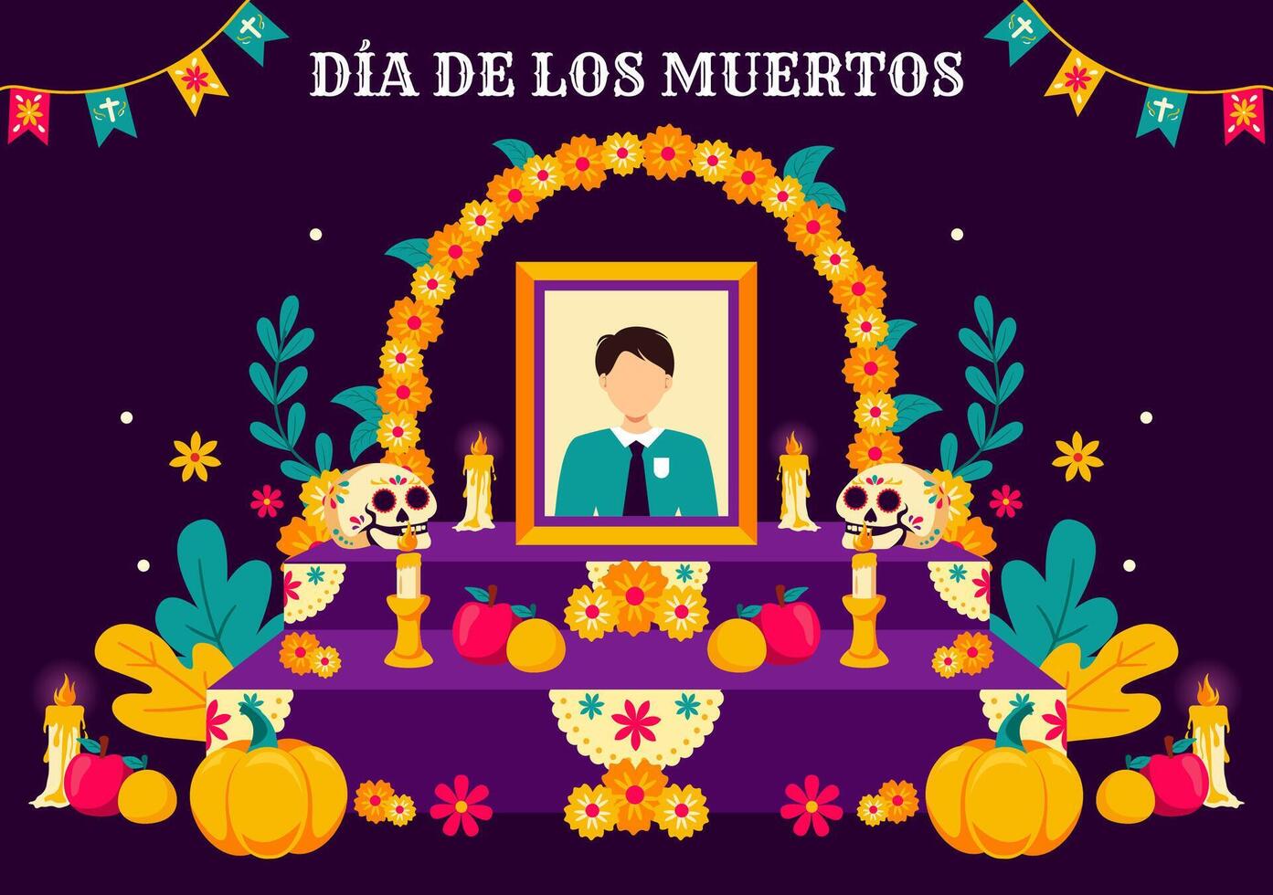 Dia de Los Muertos Skeleton Celebrating with Music in Mexican Sombrero vector