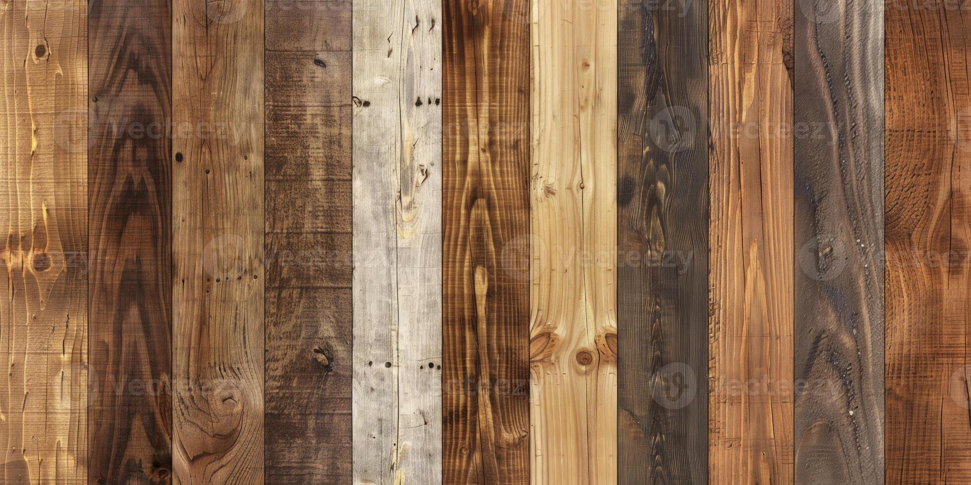 Wooden boards with a red stripe in the middle. Simple geometric design concept. photo