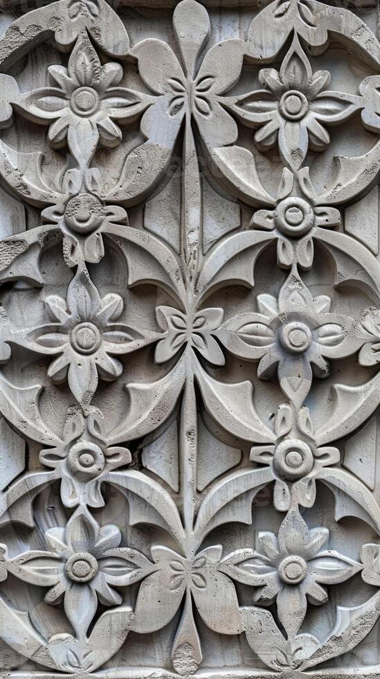A beautiful, intricate design of flowers and leaves photo