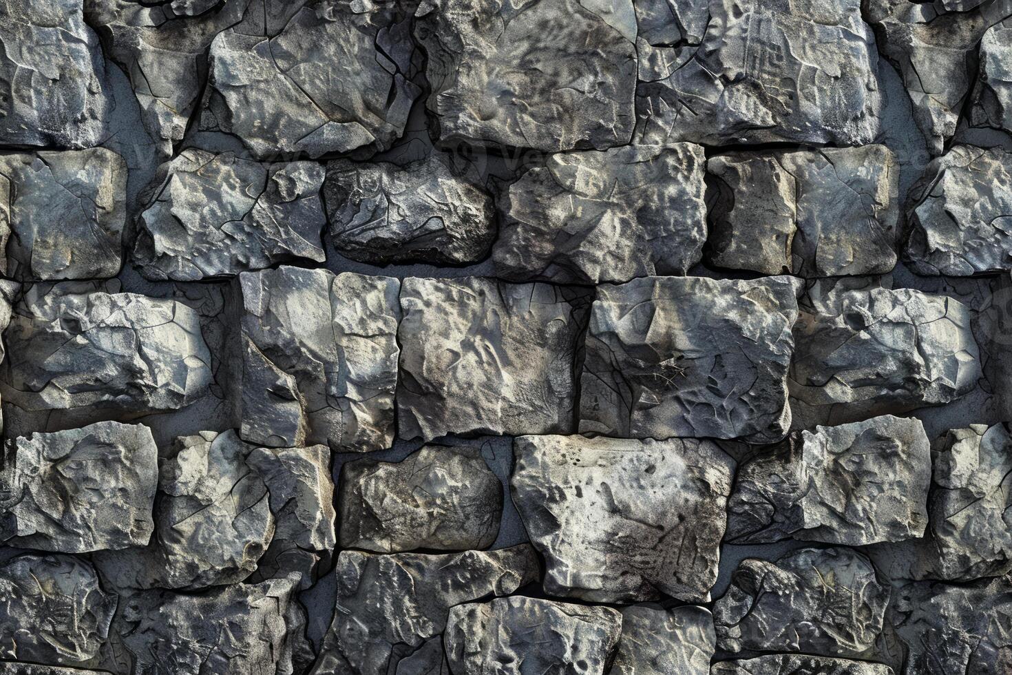 Gray stone wall with rough texture. Stone wall background for design projects. photo