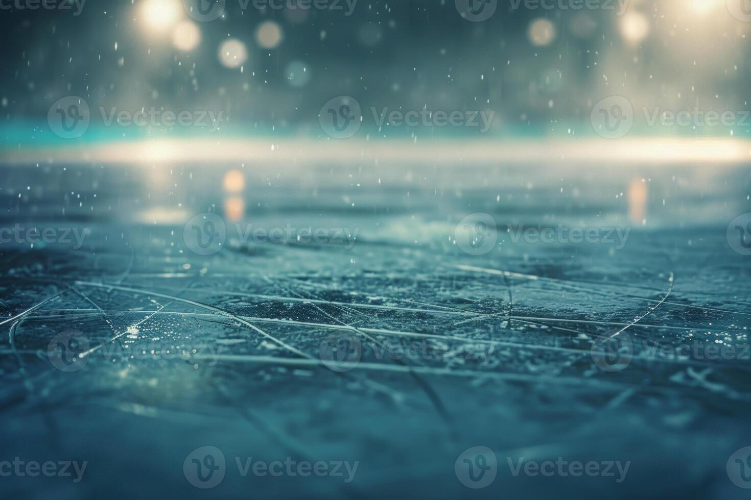 Frozen lake against a blue and white sky. Winter nature background for design projects. photo