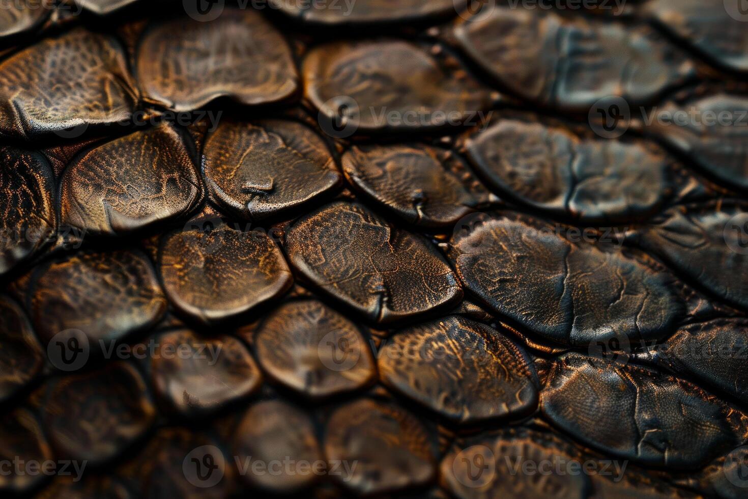 Close-up of brown and green snake skin. Animal texture background concept. photo