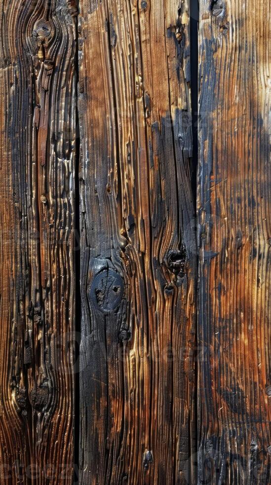 Splintered wood surface with holes. Grunge wood background for design projects. photo
