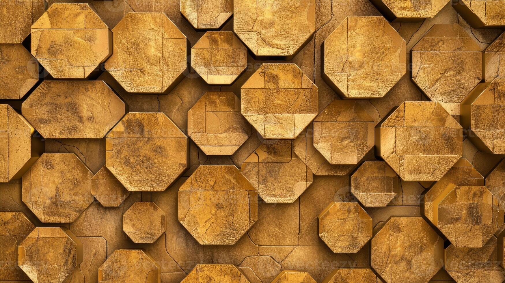 Black and yellow hexagon wall. Geometric design. photo