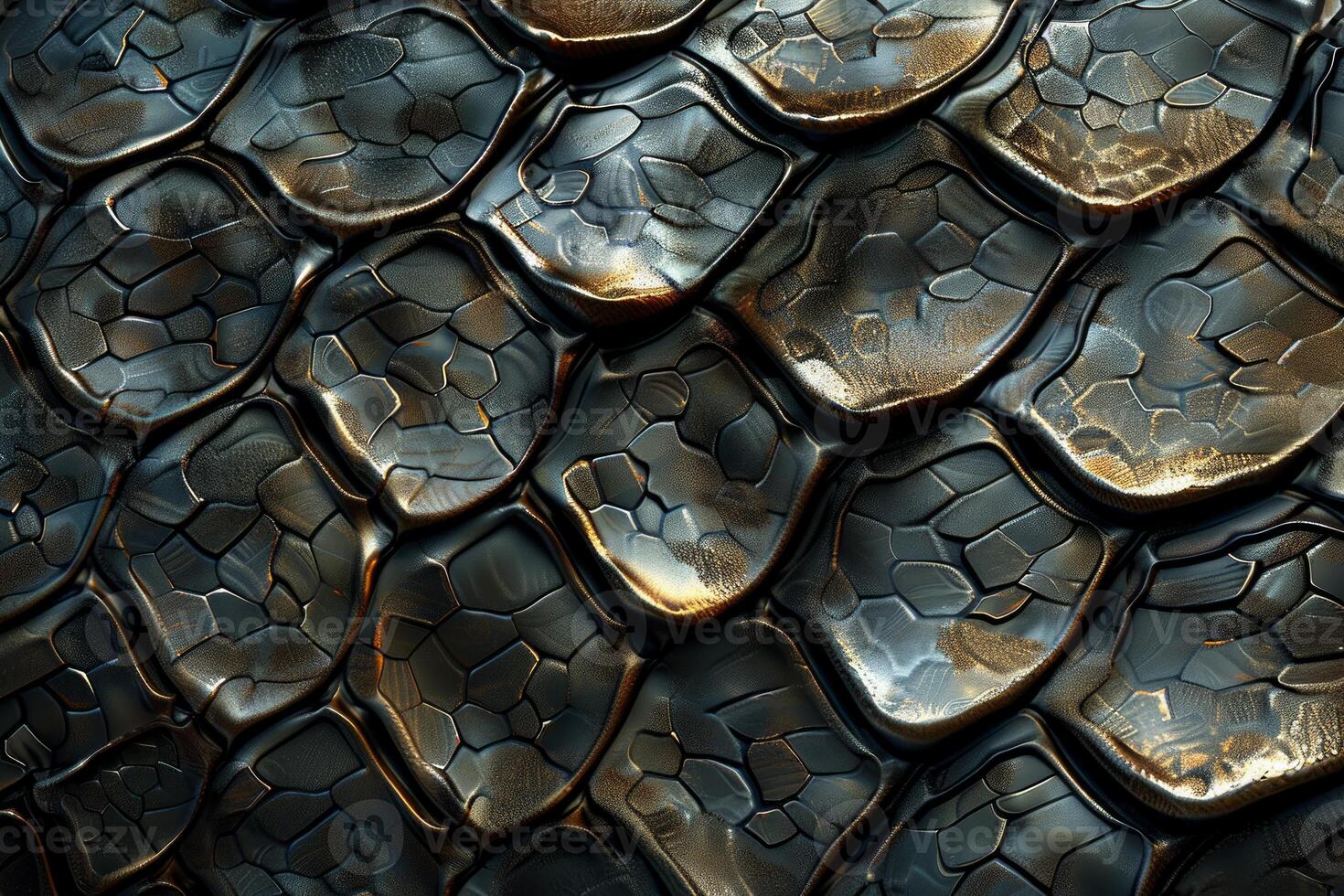 Snake skin with brown and green pattern. Natural texture background for design projects. photo
