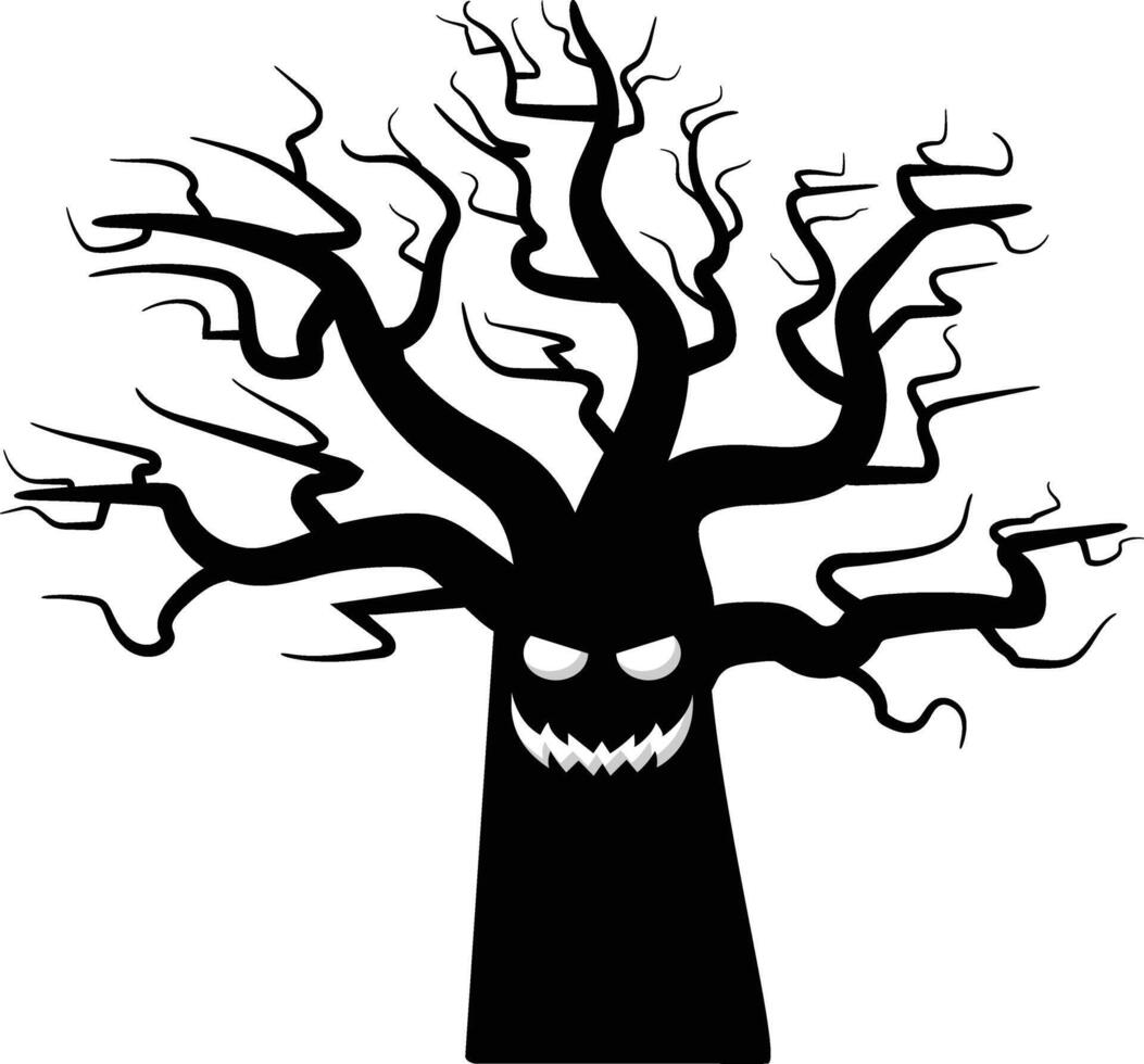 Dead Tree Silhouette With Scary Face vector