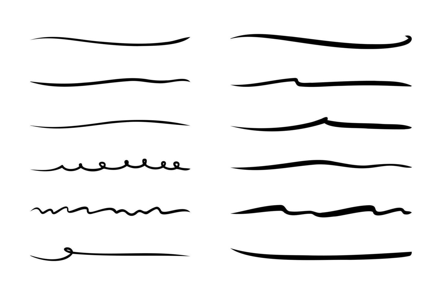 Set of hand drawn underline. vector