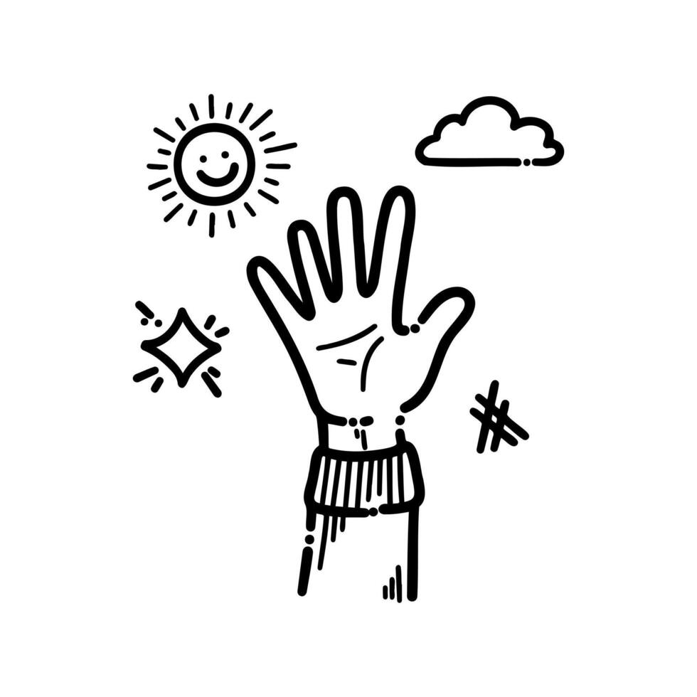 hand-up doodle decorated with other design elements vector