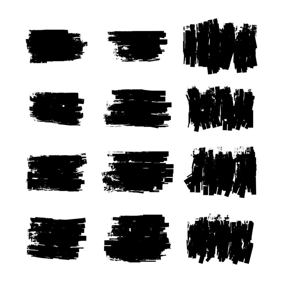 Black Distress Brushes. Grunge Texture. Splash Banner. vector
