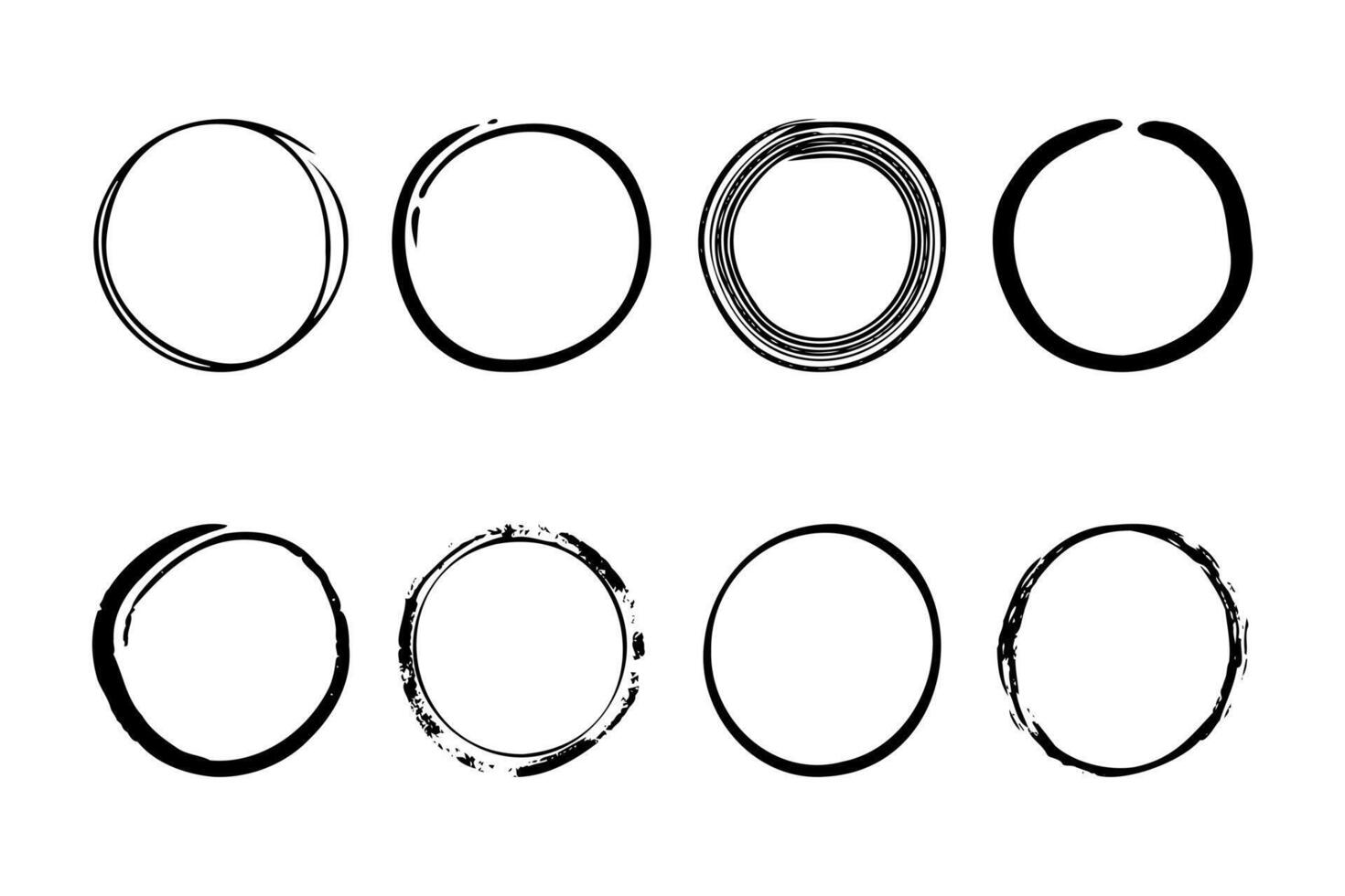 Super set of circles lines sketch hand drawn. Doodle circles for design elements vector