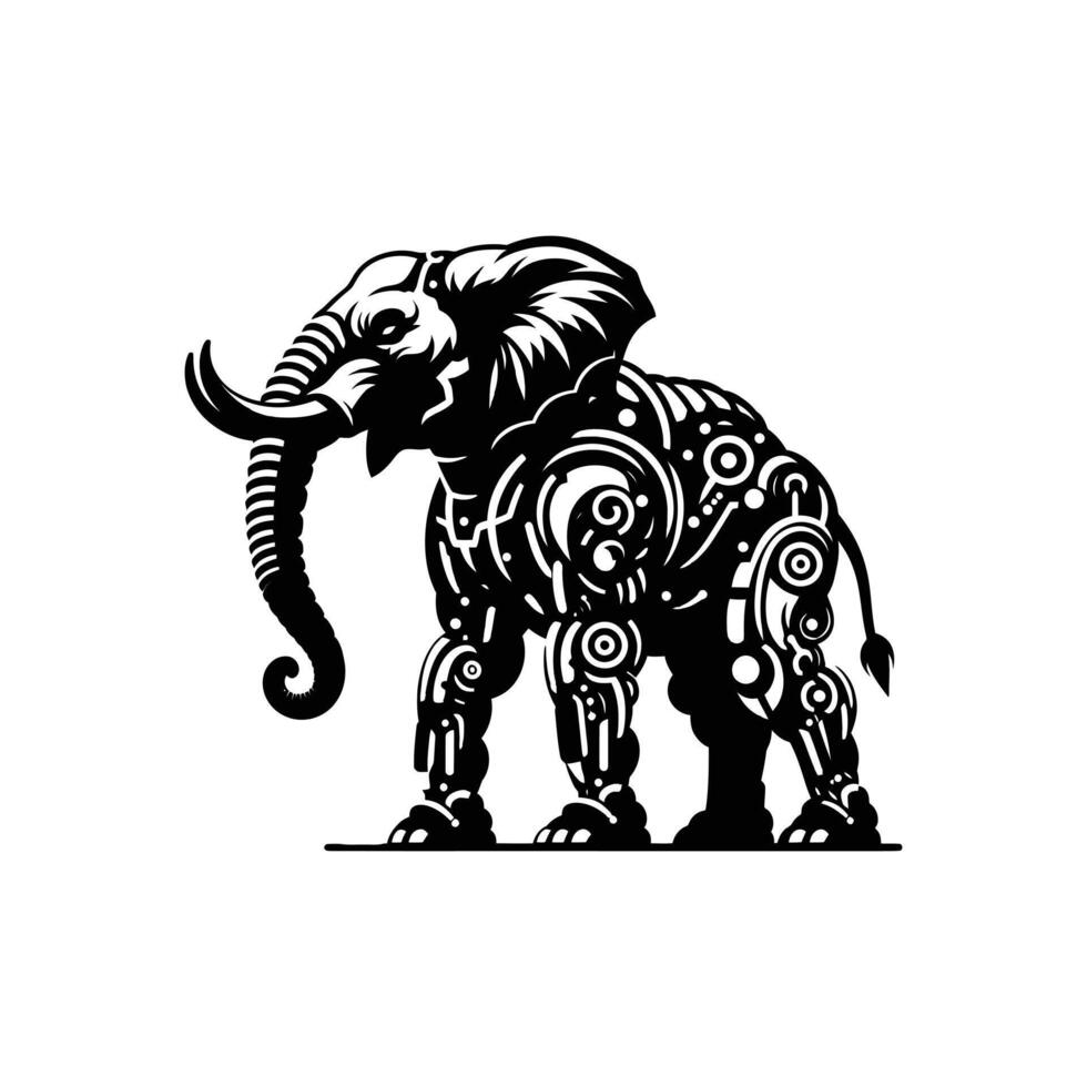 Robotic Elephant Graphic Design Showcasing Modern Sci-Fi Inspired Art vector