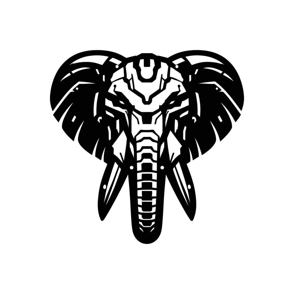 Mechanical Elephant Head Design with Sci-Fi Cybernetic Details vector