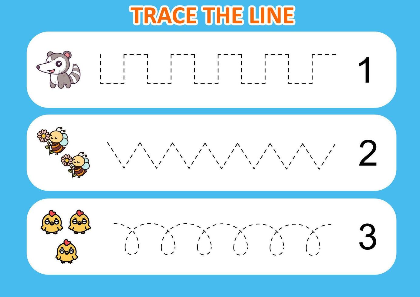 trace the line cute animal . game for kids vector
