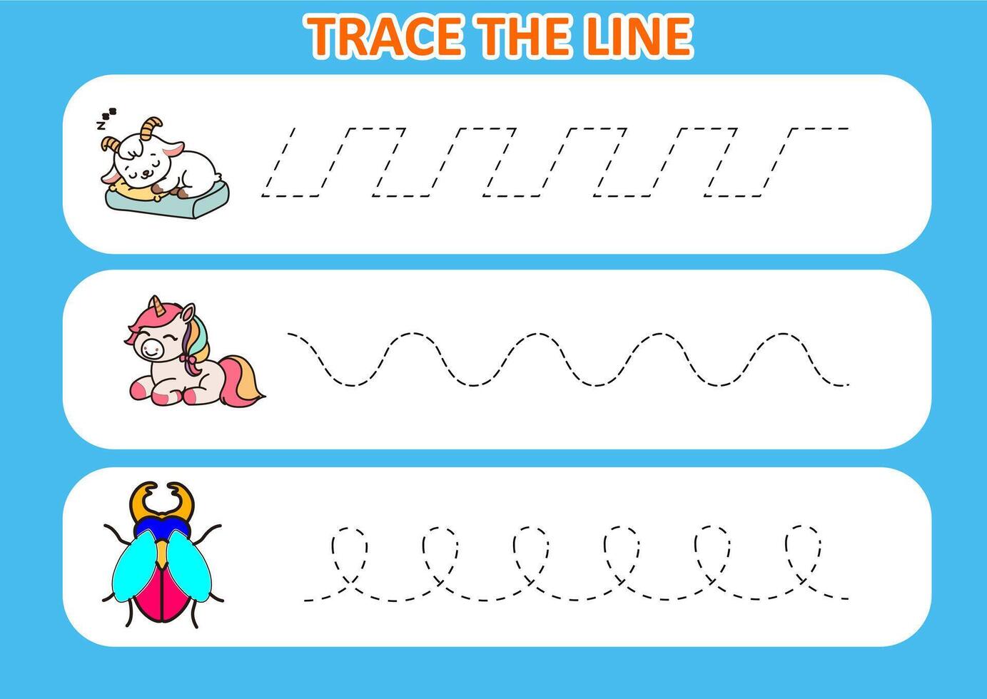 trace the line cute animal . game for kids vector