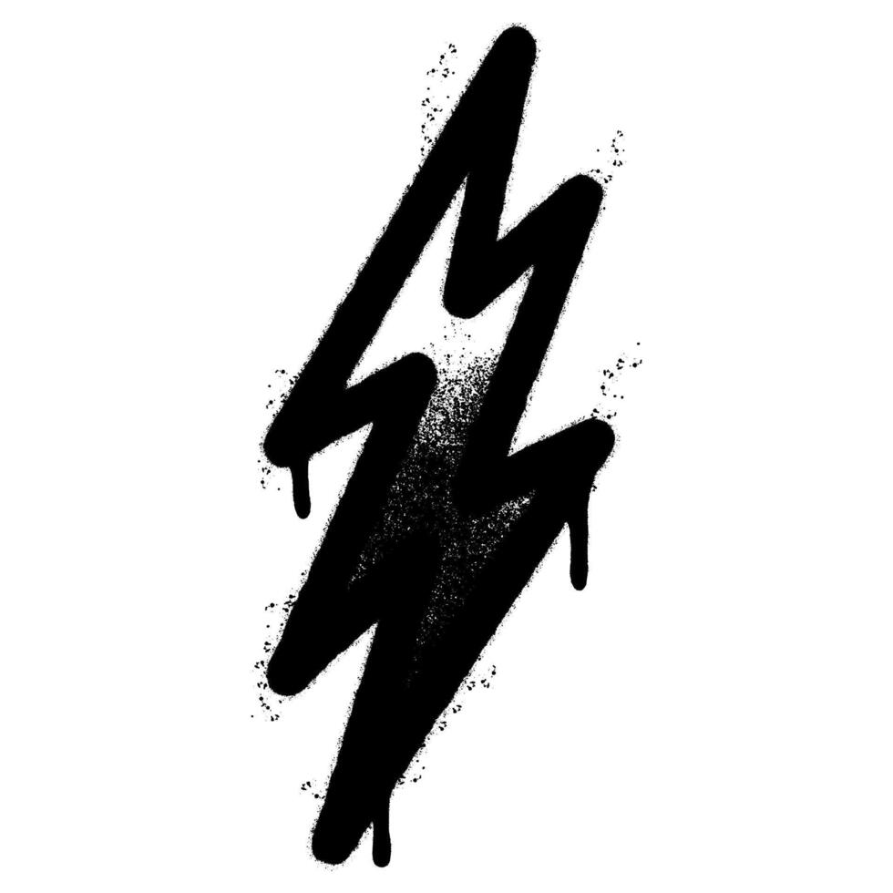 Spray Painted Graffiti electric lightning bolt symbol Sprayed isolated with a white background. graffiti electric lightning bolt icon with over spray in black over white. vector