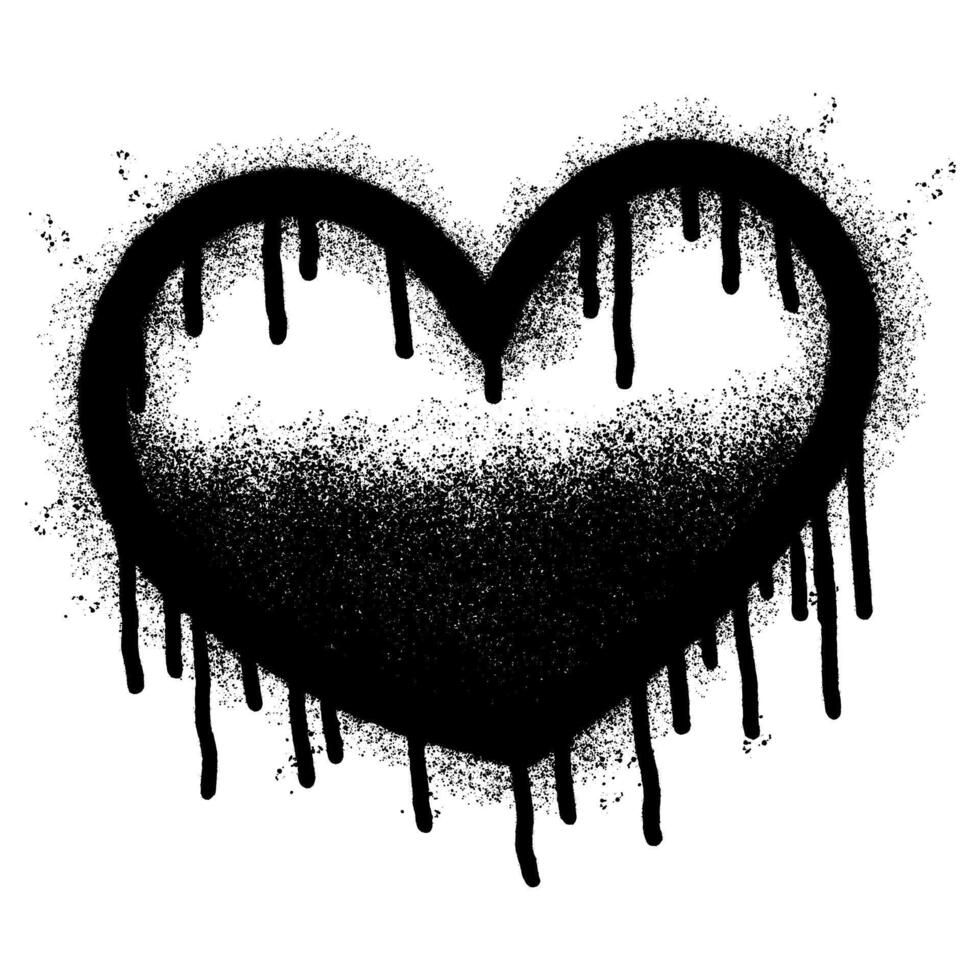 Spray Painted Graffiti heart icon Sprayed isolated with a white background. graffiti love icon with over spray in black over white. vector