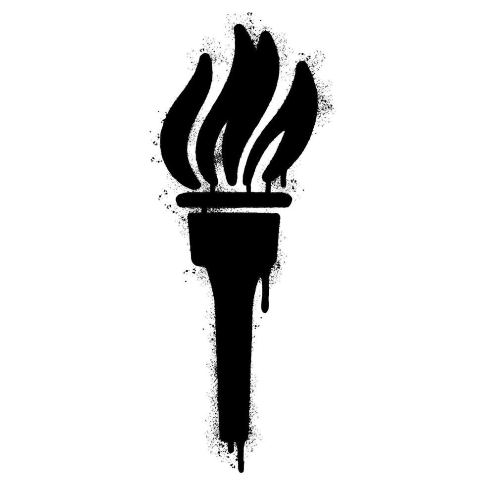Spray Painted Graffiti Torch symbol Sprayed isolated with a white background. graffiti Torch icon with over spray in black over white. vector