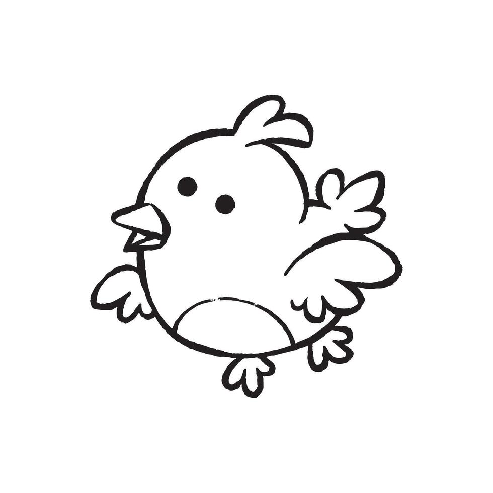 Little baby bird flying line art vector