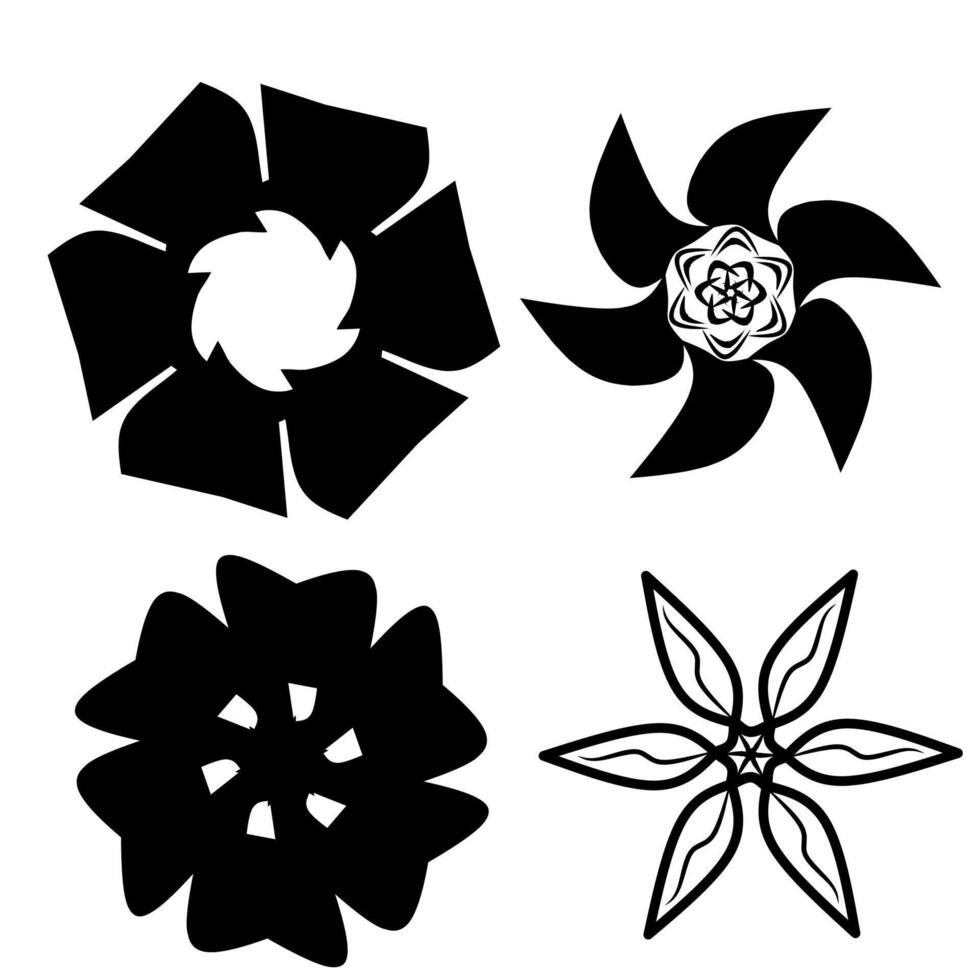 the shape of a set of black flower petals vector