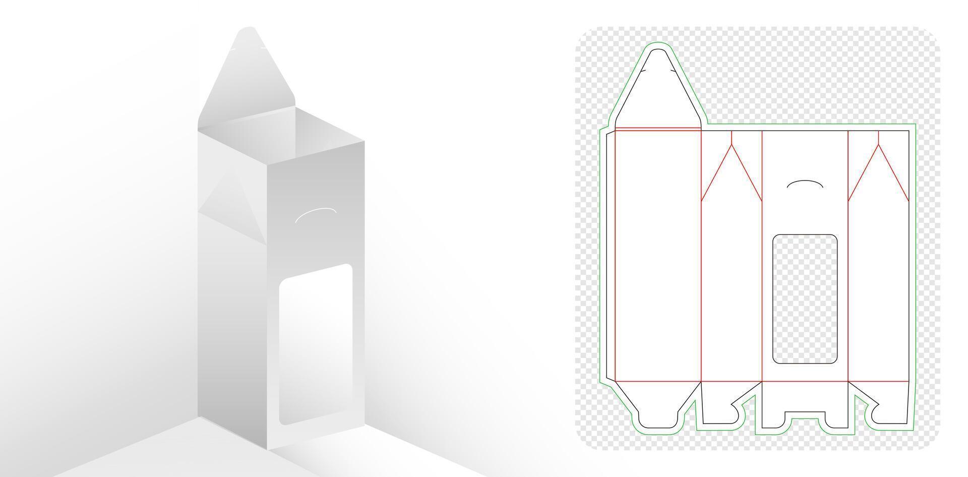 Souvenir Box packaging die cut template design. 3d mock-up die cut or die line Box packaging template design for bakery shops, products compartments unique designs, minimalist conceptual stationary vector