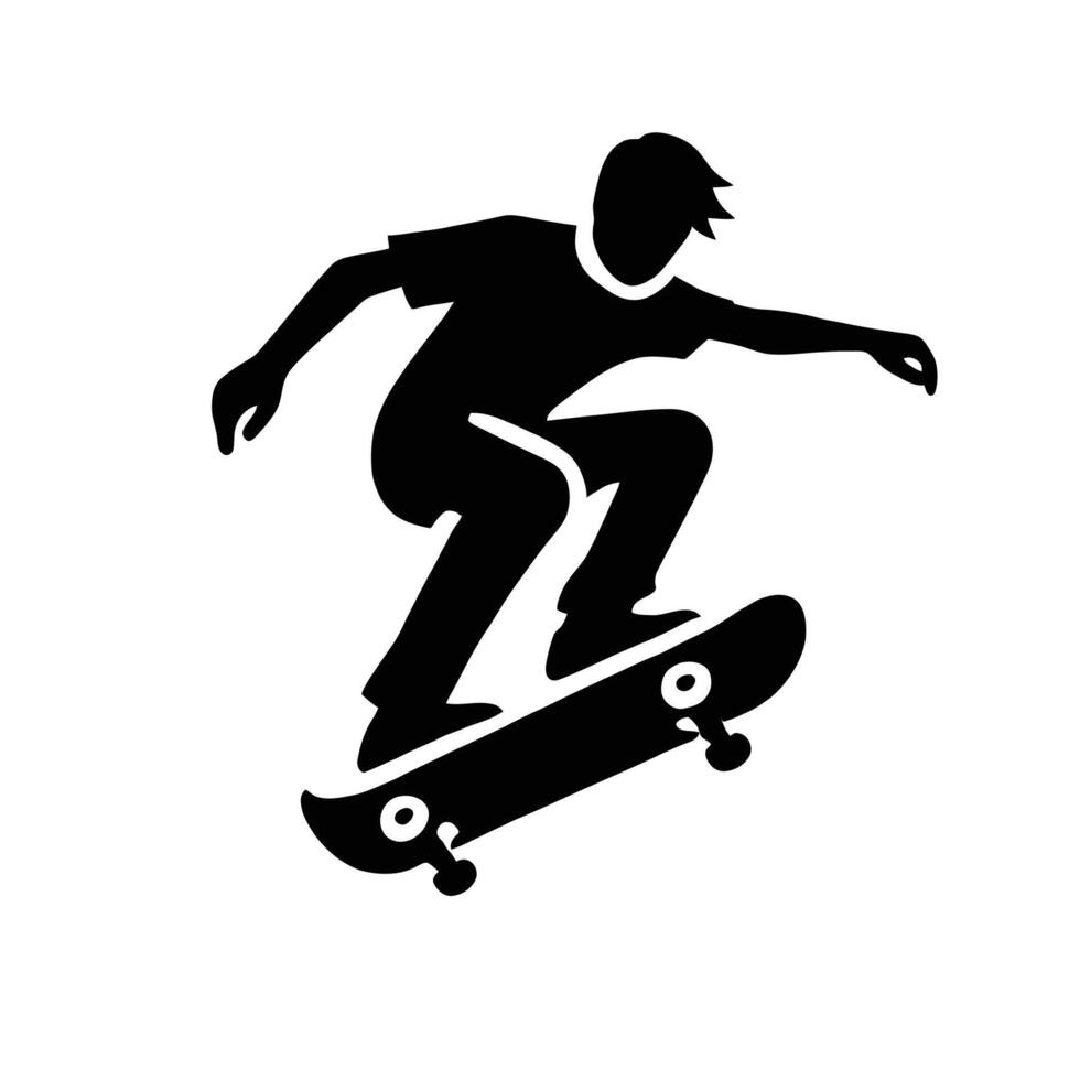 Skateboarder silhouette on white background vector