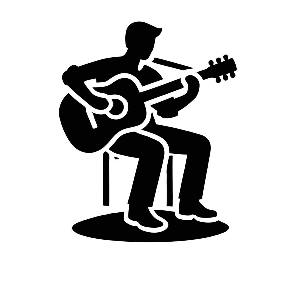 A silhouette of a man playing guitar vector