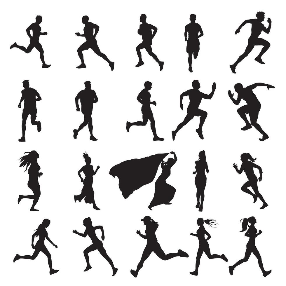 People running silhouette vector