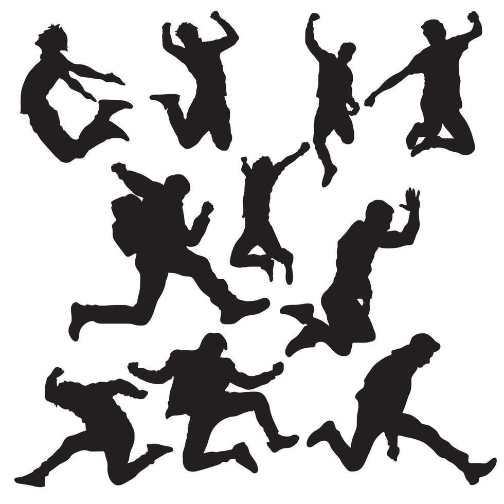 Man jumping silhouette vector