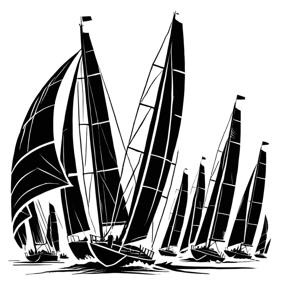 Sailing boats in the ocean illustration vector