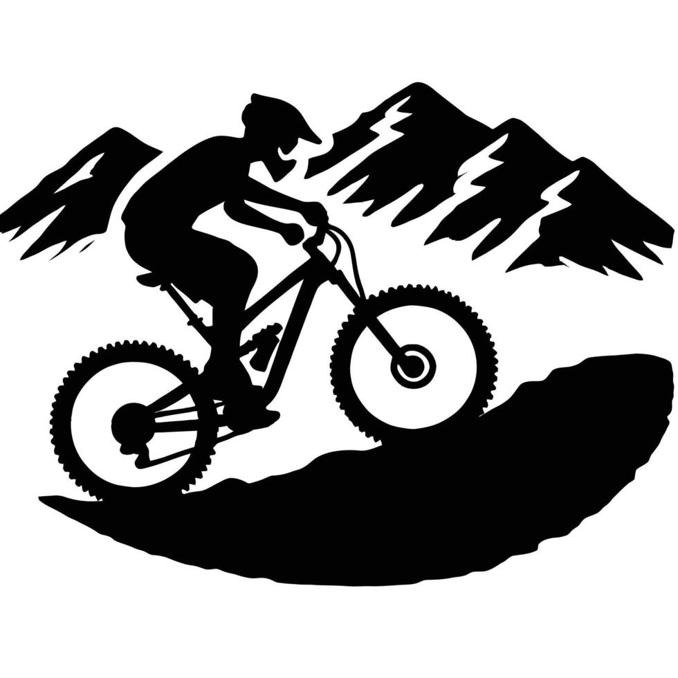 Mountain bike rider silhouette on white background vector