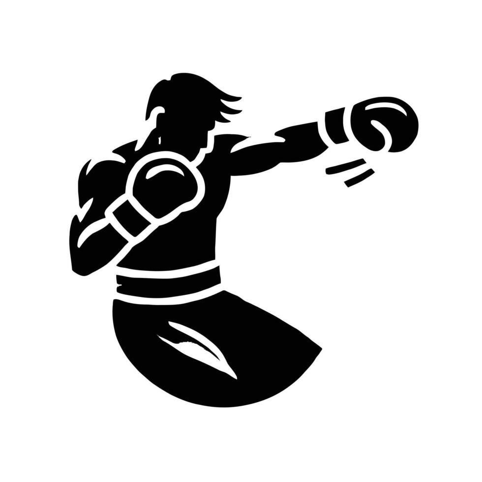 A silhouette of a boxer with his fist up vector
