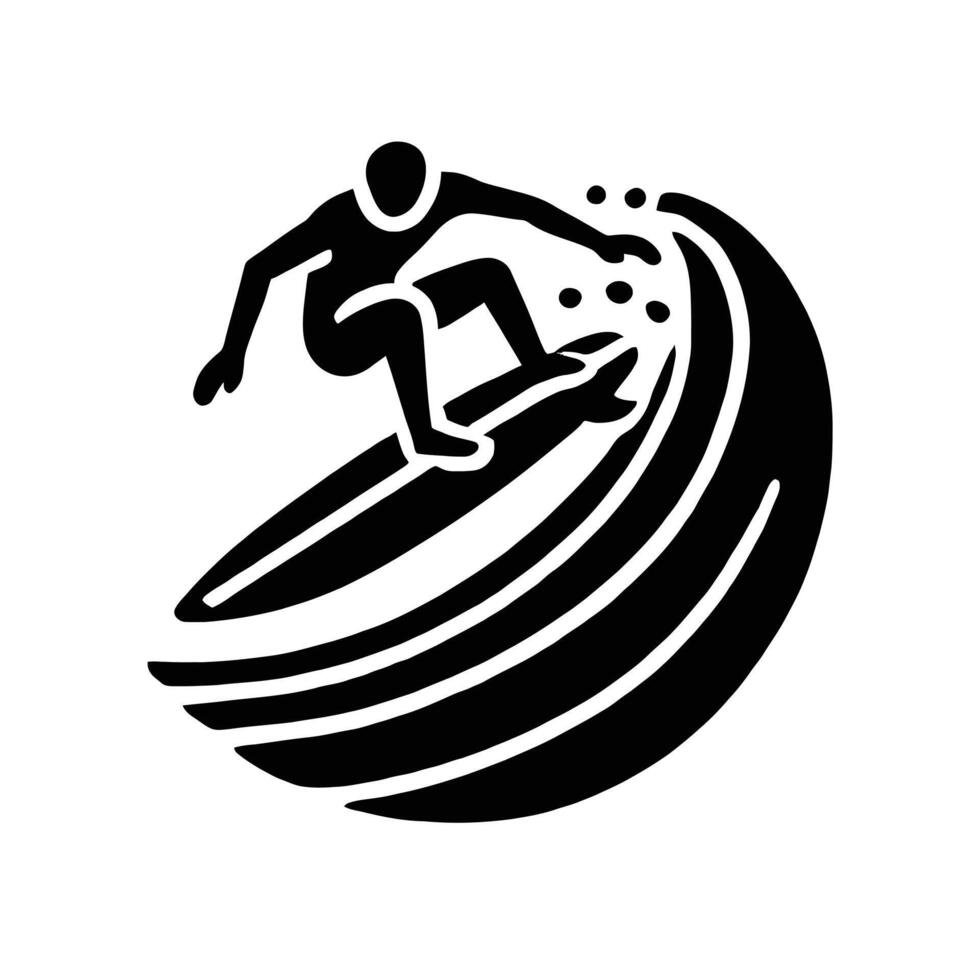 Surfer surfing on a wave icon vector