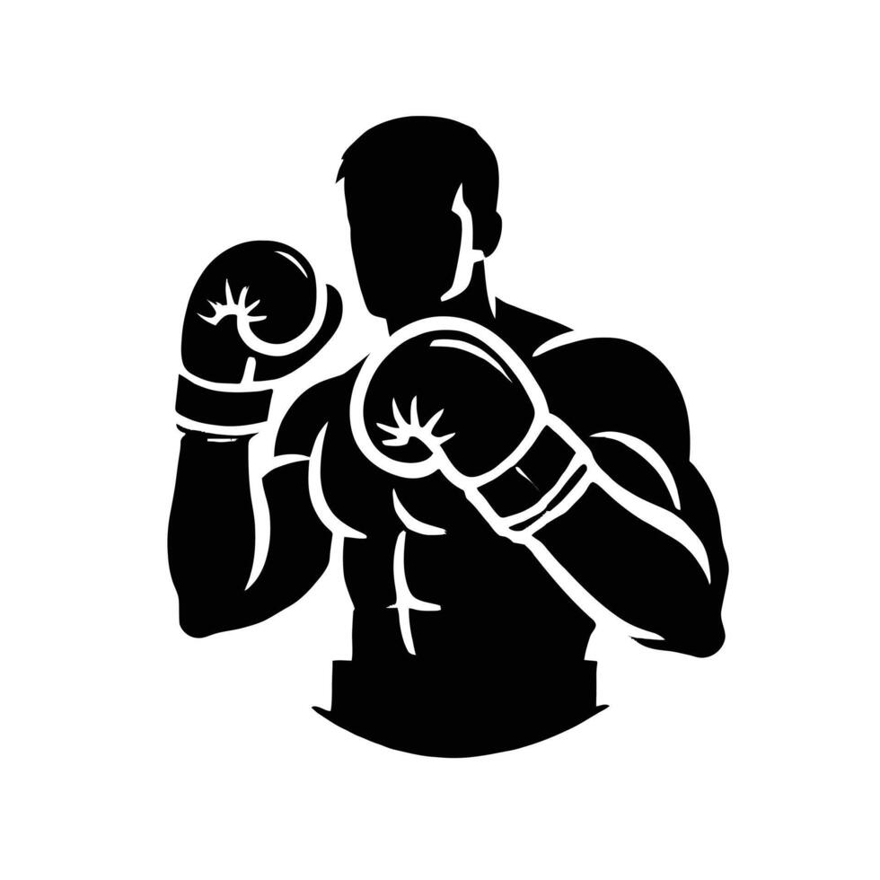 A silhouette of a man with boxing gloves vector