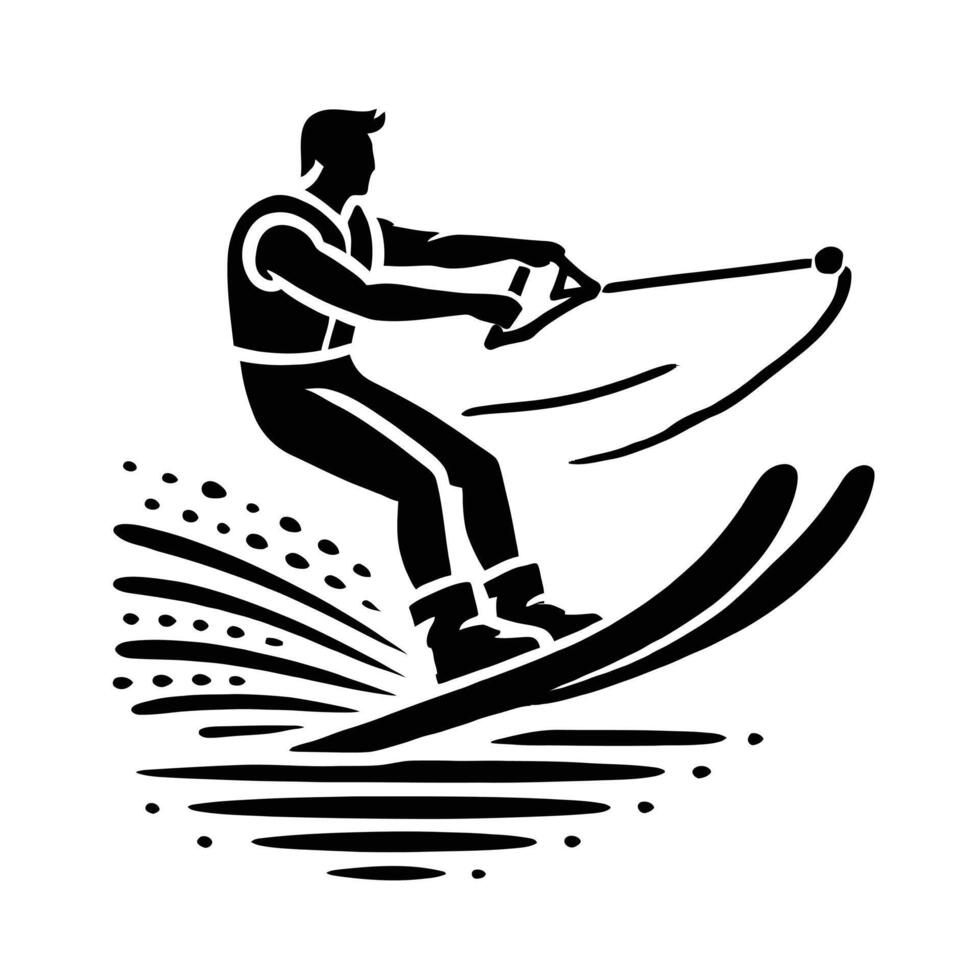 Water skiing man on a snowboard vector