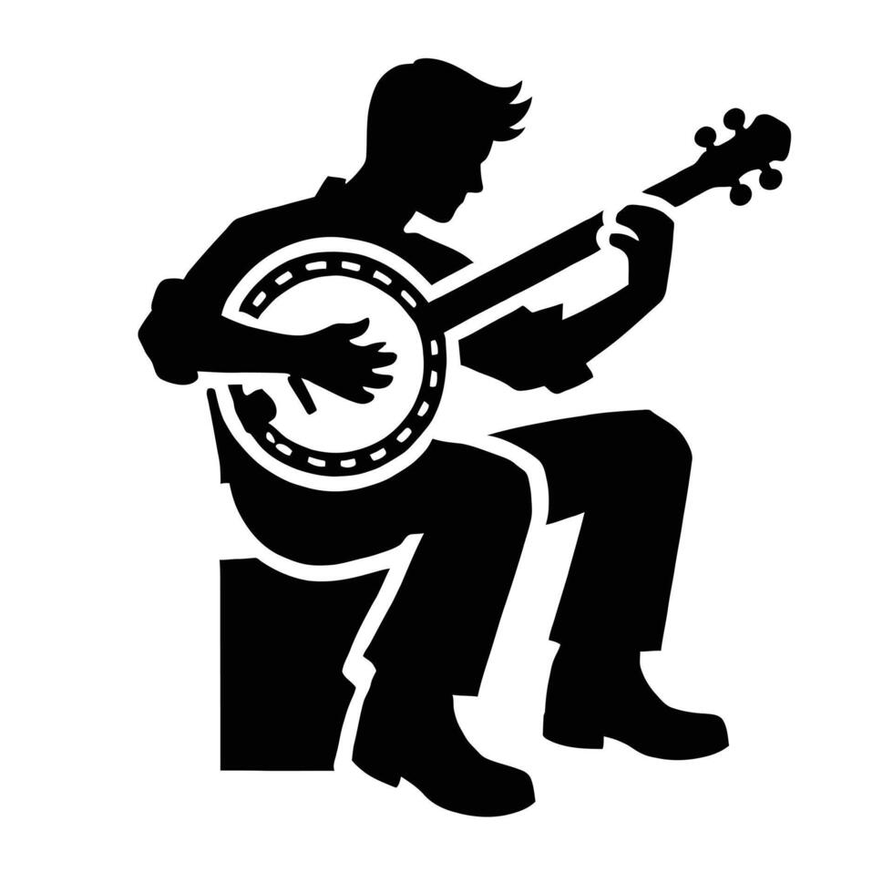 Banjo player silhouette vector