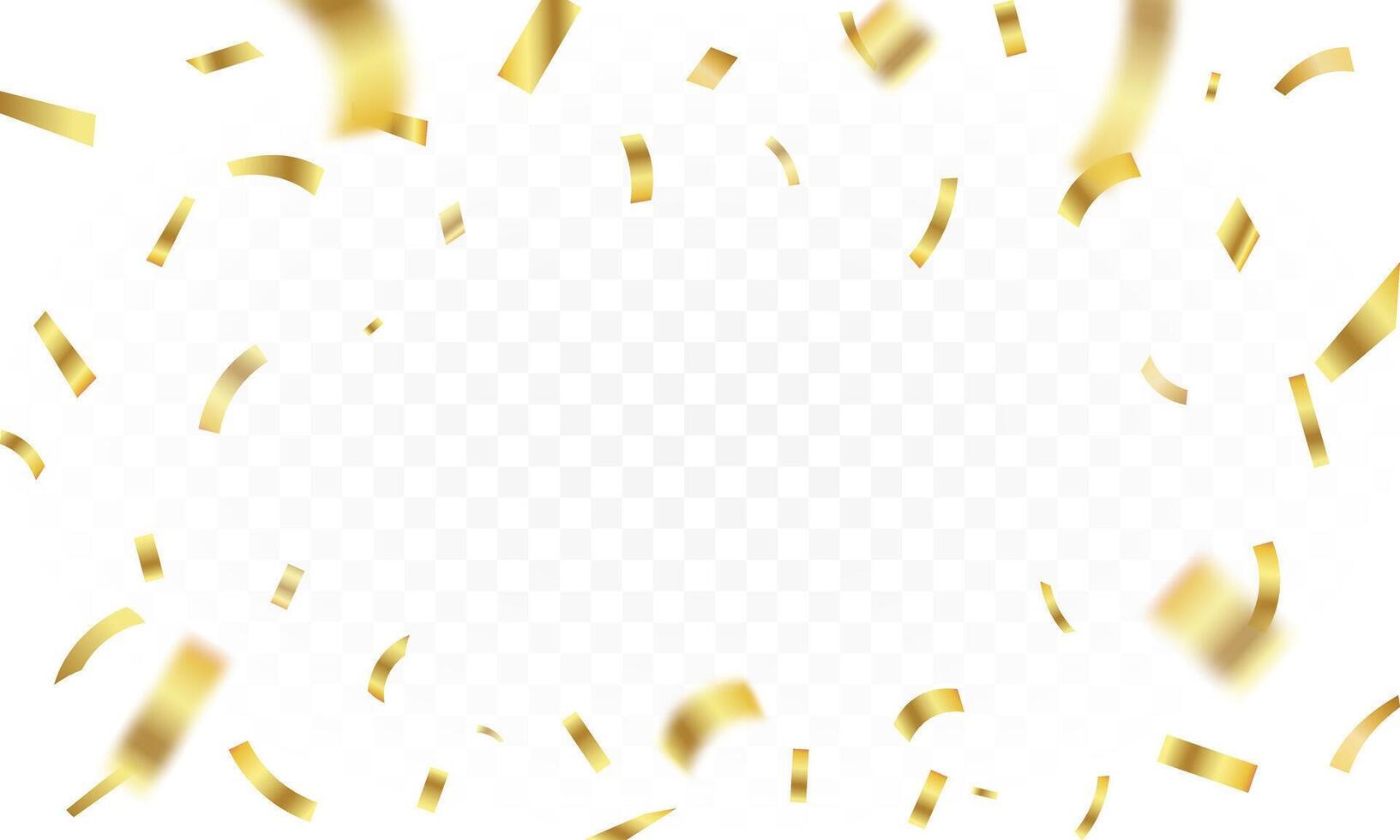 Gold confetti celebration party background design, Falling shiny golden confetti isolated on transparent background. Can be used for celebration, Christmas, New Year, Carnival festivity, vector