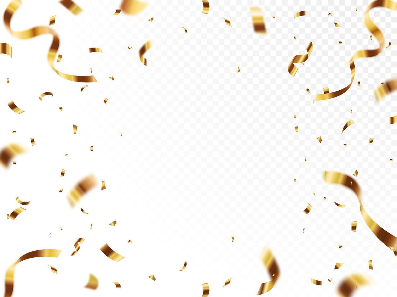 Gold confetti celebration party background design, Falling shiny golden confetti isolated on transparent background. Can be used for celebration, Christmas, New Year, Carnival festivity, confetti, vector