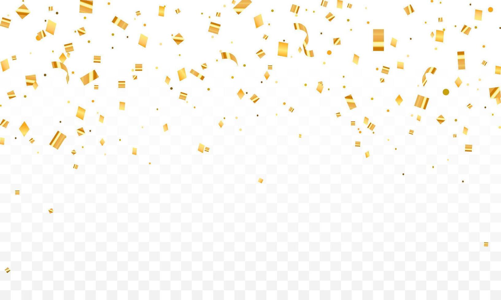 Gold confetti luxury background. Falling shiny golden confetti isolated on background, vector
