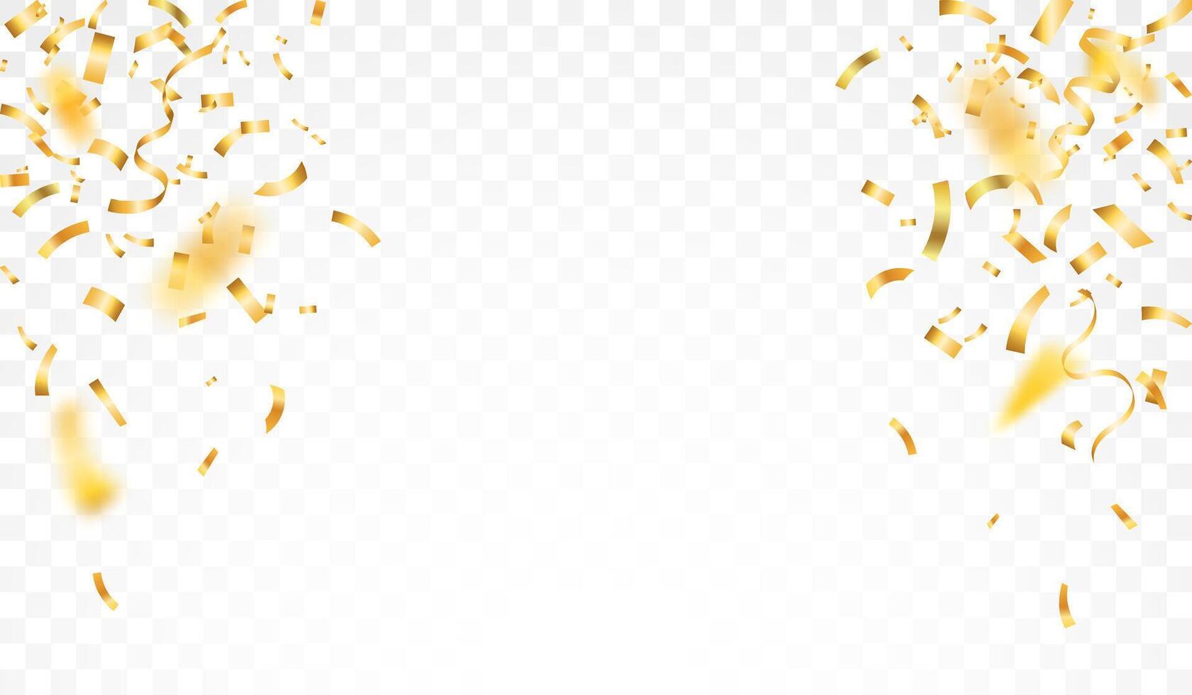 Gold confetti. Confetti celebration party background design, Falling shiny golden confetti isolated on background vector