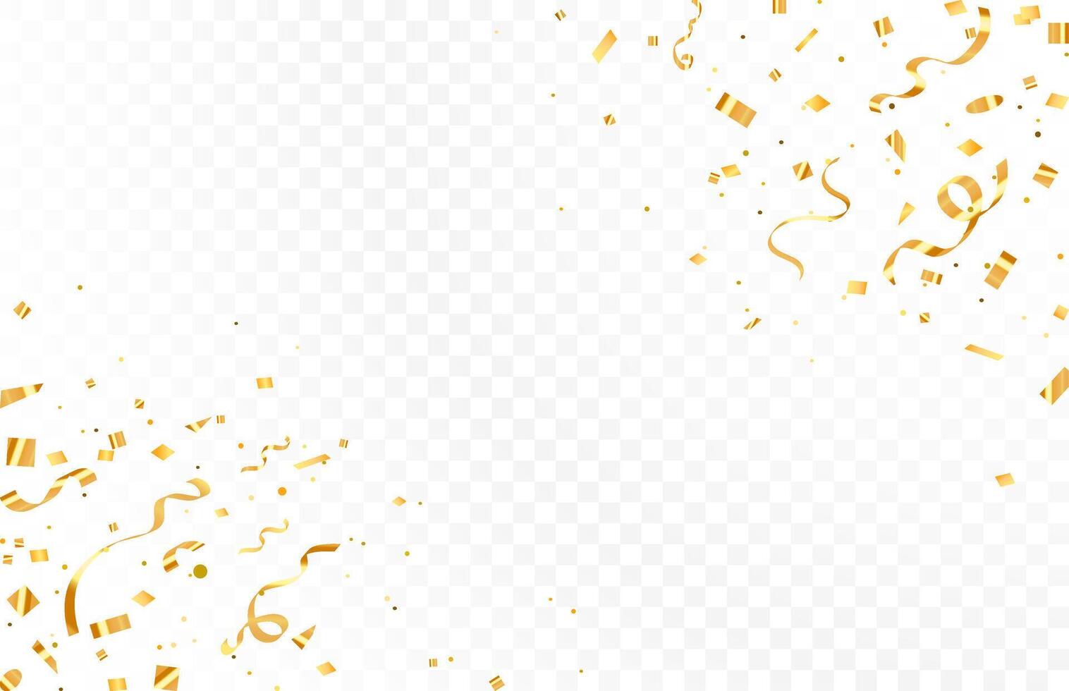 Gold confetti. Confetti celebration party background design, Falling shiny golden confetti isolated on background vector
