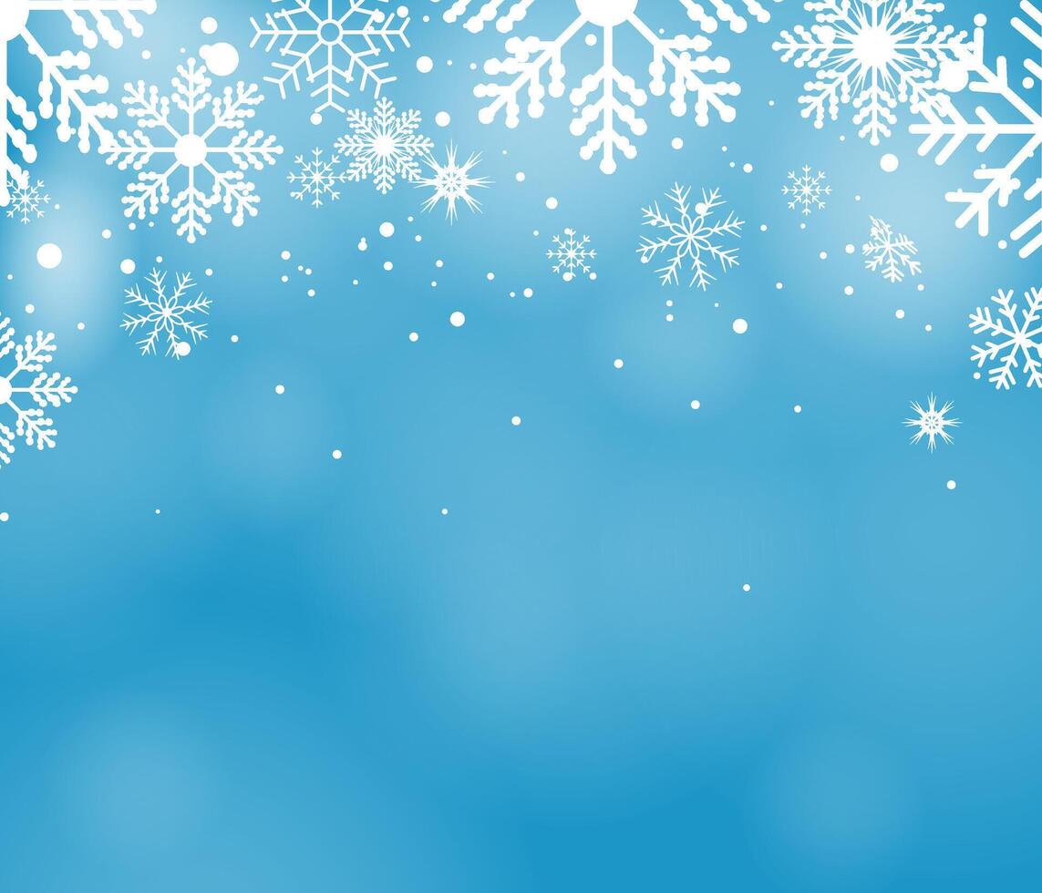 Christmas snow. Abstract light white snow with white dots watercolor and Winter snowflake on blue background. Falling snowflakes vector