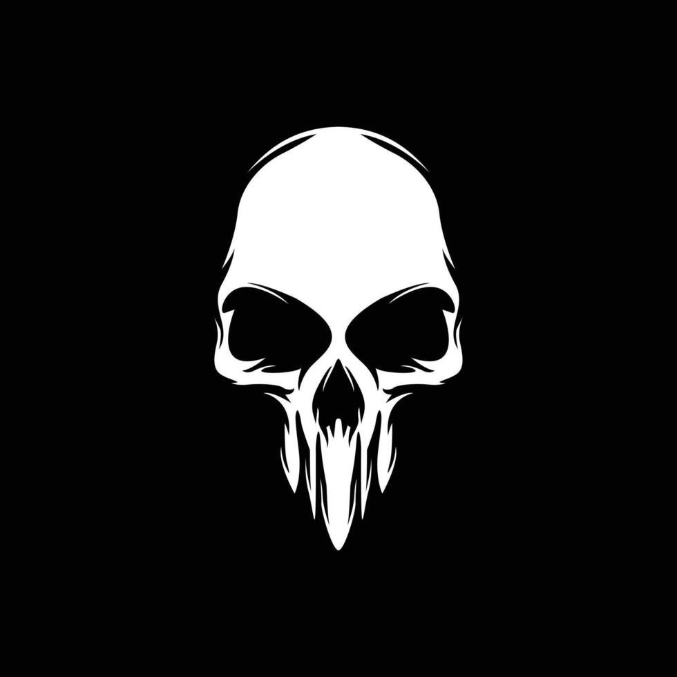 The skull is black and white on a simple black background design vector