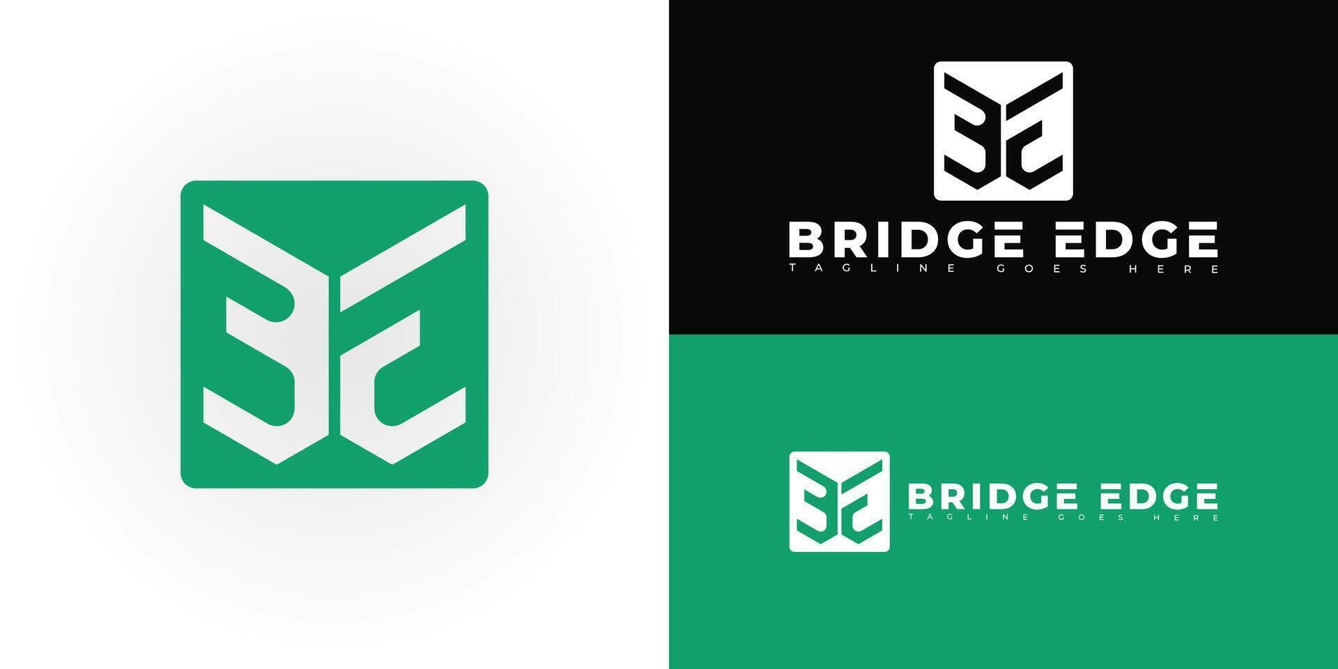 Modern square initial letter BE or EB logo in green color isolated on multiple background colors. The logo is suitable for software company logo design inspiration templates. vector