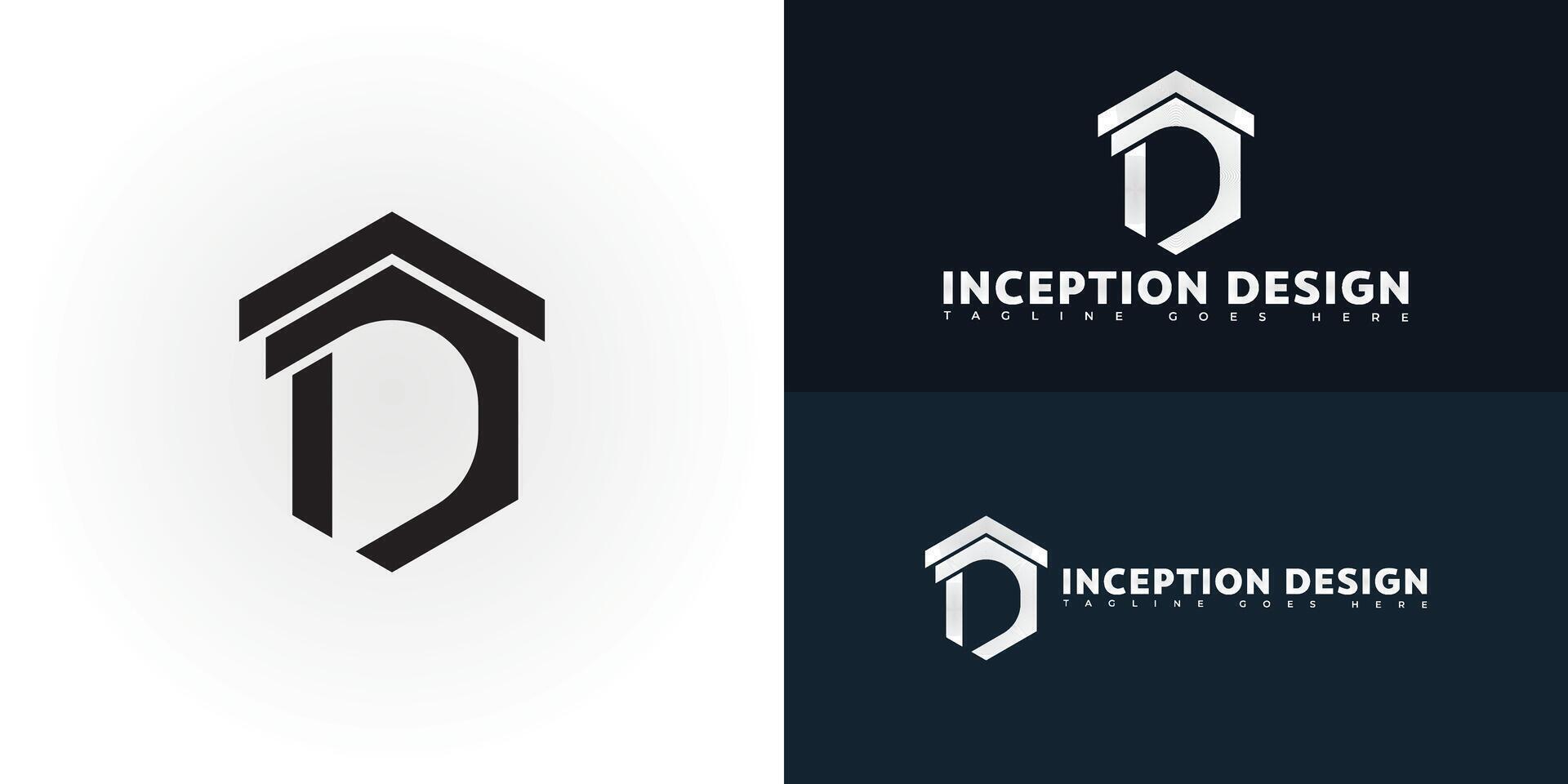 Modern initial hexagon letter ID or DI logo in blue color isolated on multiple background colors. The logo is suitable for building construction company logo design inspiration templates. vector