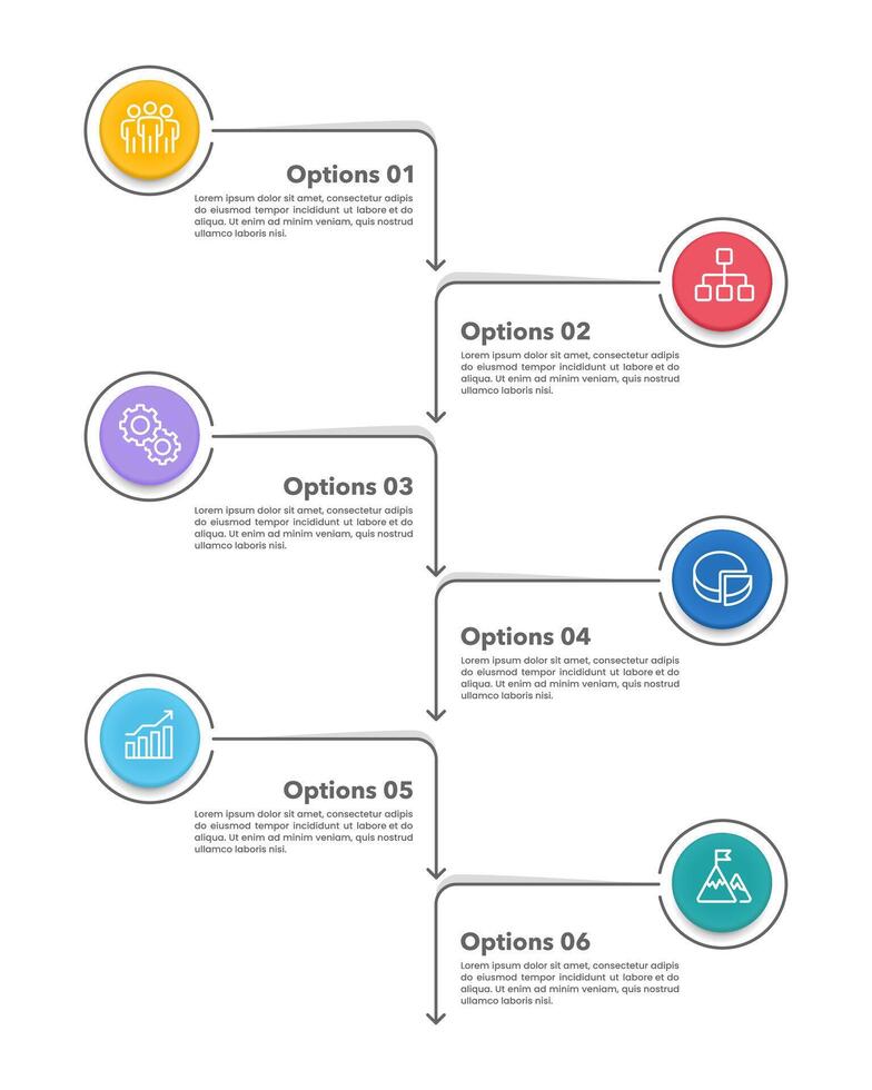 Vertical infographic 6 options to success. Business presentation, Banner, Poster, Plan, Strategy and Marketing. vector