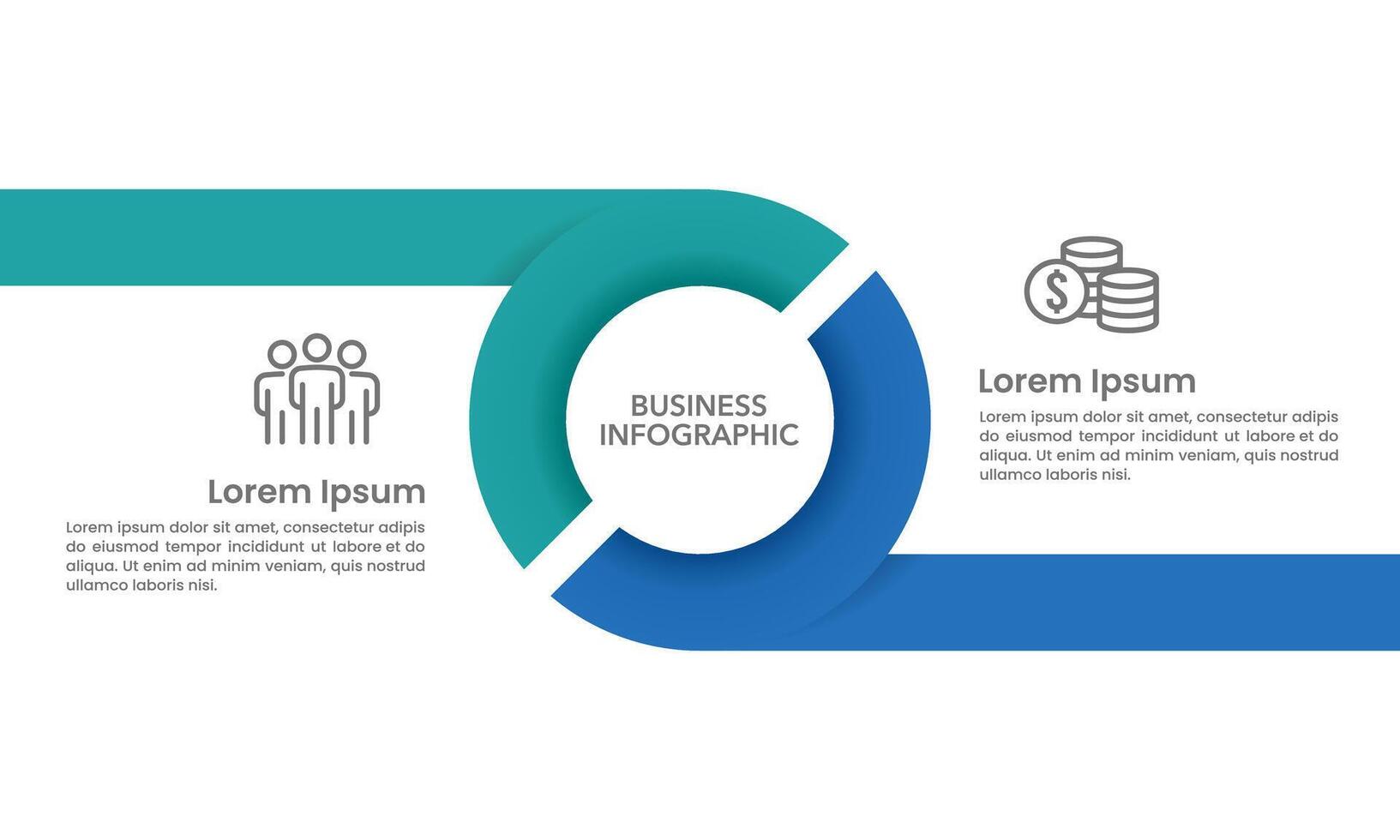 2 process infographic circle template. Diagram, Annual report, Marketing, Business presentation and Strategy. vector