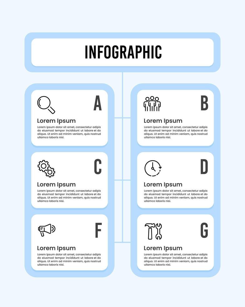 6 Options infographic poster or brochure template design. Business Presentation, Organization, Comparison, Banner, Marketing and Strategy. vector